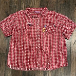 Vintage Disney Store 90’s Winnie the Pooh Embroidered Plaid Button Down, 26W/28W